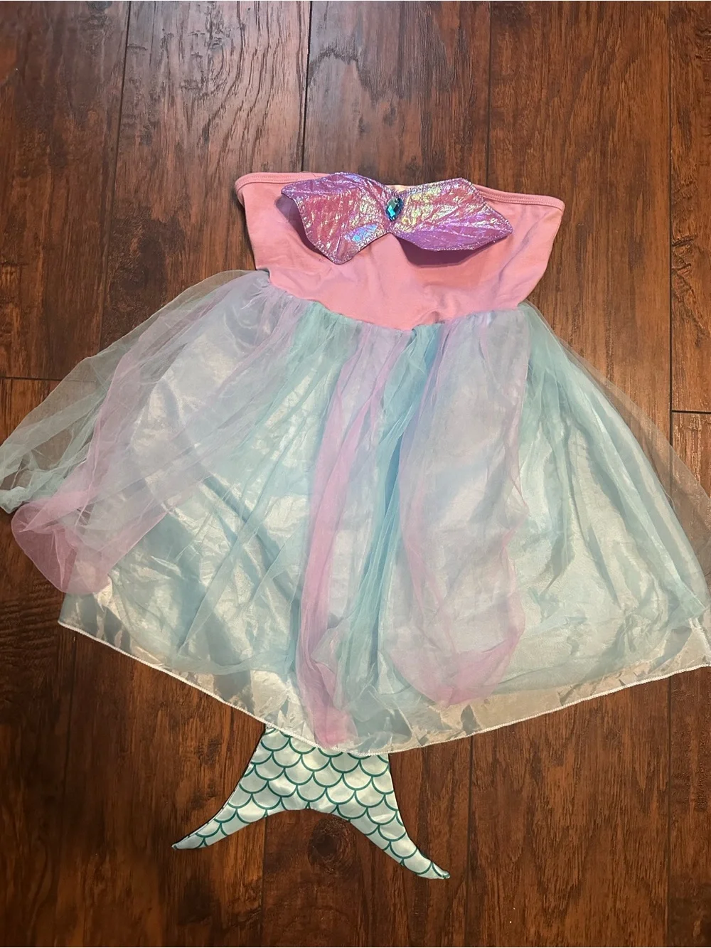 Girls Pink and Aqua Mermaid Tulle Costume Dress